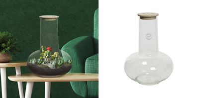 Gilde Glas Vase mit Keramik Lochdeckel für einzelne Blumen 99379