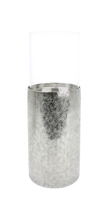 Gilde Kerzenhalter Craquele silber, mit Glasaufsatz H 12cm H= 20,0 cm Ø 10,5 ...