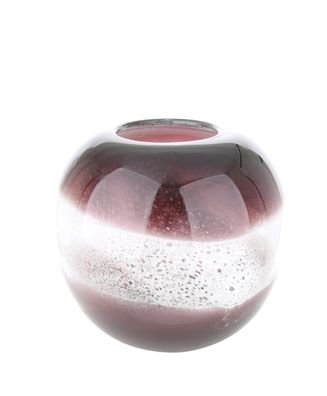 Gilde GlasArt Vase rund "Grano" magenta/ weiß L=22,5 cm B= 22,5 cm H= 20,5 cm 39660