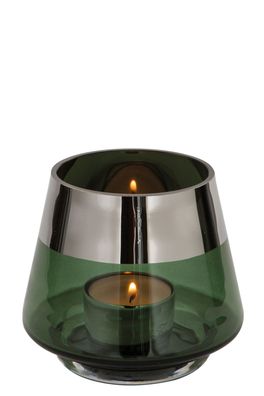 Fink JONA Teelichthalter, Glas, dunkel-grün Höhe 9, Ø 11cm 115311