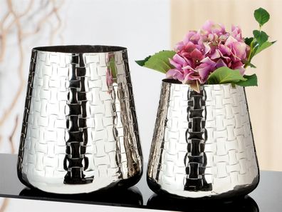 Gilde Konische Vase "Treccia" silberfarben, mit Flechtmuster nicht wasserdicht ...