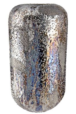 Gilde Deko Vase "Pavone" braun/ blau metallic, zylinderförmig H: 36 cm Ø 20 cm 67951