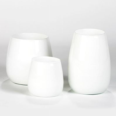 Lambert Pisano Vase mittel Überfangglas weiß, H 24 cm, D 25 cm 16975