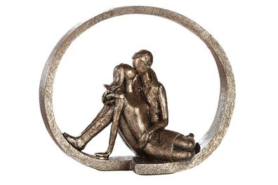 Gilde Skulptur "Hingabe" antik bronzefarben, Paar im Rahmen L= 14,0 cm B= 28,0 cm ...