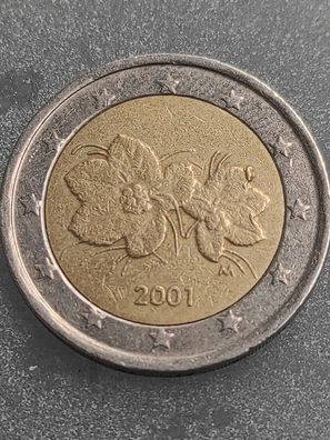 Seltene 2 Euro Kursmünze von 2001 aus Finnland mit Fehlprägung!!!.