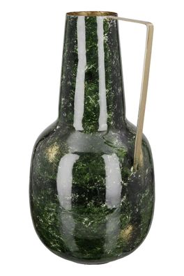Gilde Vase "Grana" antik grün, mit goldfarbenem Henkel Stahl mit emaillierter ...