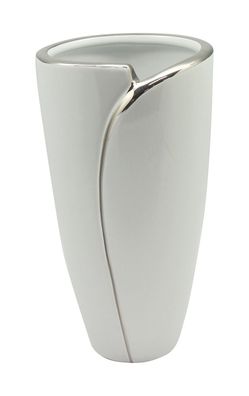 Gilde Vase "Flores" weiß, silber Länge 13,0 cm Breite 13,0 cm Höhe 24,0 cm 43804