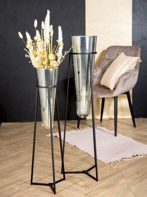 Gilde Vase mit Metallständer "Future" Vase silberfarben/ Metallständer schwarz H: ...
