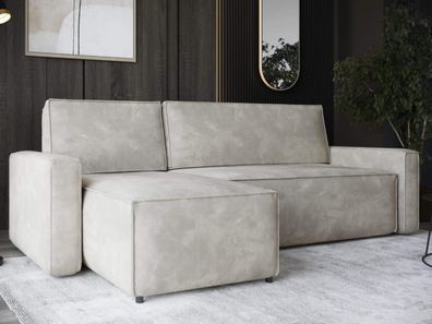 FURNIX Polstersofa in L-Form BOTANE Couch mit Schlaffunktion JA21 Beige