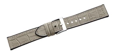 Eichmüller Uhrenarmband Leder / Silikon grau Krokoprägung Dornschließe