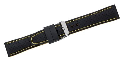 Eichmüller Uhrenarmband Silikon schwarz gelbe Naht Lochmuster