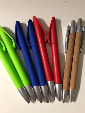 Kugelschreiber Dreh Kuli Druckkugelschreiber blau rot grün kork mine 1 - 250