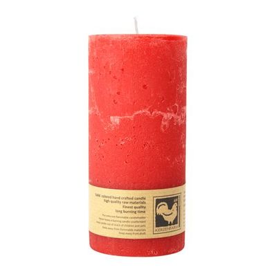 Stumpenkerze aus Paraffin, Country, 65/135 mm, Rot, Kerzenfarm HAHN, Brenndauer