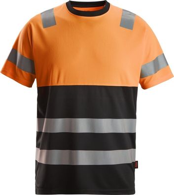Snickers Warnschutz-Shirt High-Vis T-Shirt, Klasse 1 Schwarz/ High-Vis Orange