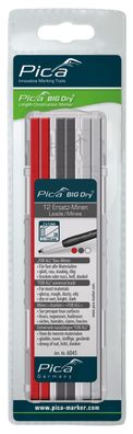 Pica BIG Dry 12 x Ersatzminen FOR ALL Set je 4 x Graphit Weiß Rot