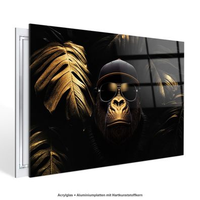 Wandbild Tier Affe Gorilla Modern Leinwand , Acrylglas + Aluminium , Poster