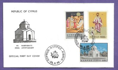 FDC Zypern 2 Belege 1900. Todestag des heiligen Barnabas 25.4.1966