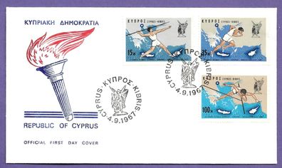 FDC Zypern 2 Belege LA-Spiele zwischen Zypern, Kreta und Saloniki 4.9.1967