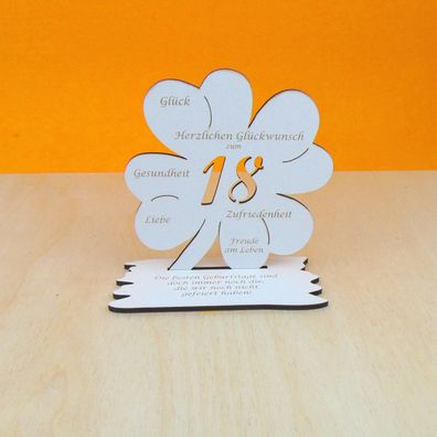 18. Geburtstag Volljährig Geld oder Gutscheingeschenk Vintage Weiss 11cm Kleeblatt