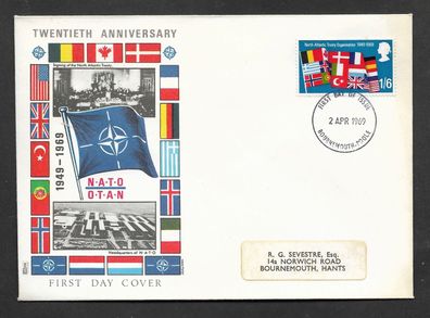 FDC Großbritannien 20 Jahre Nordatlantikpakt (NATO) 2.4.1969