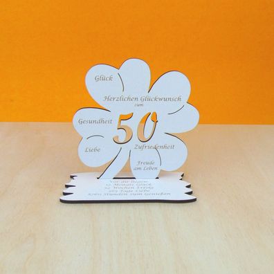 50. Geburtstag Geschenk mit Kleeblatt Vintage Weiß Geld oder Gutschein 04