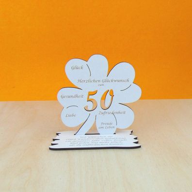 50. Geburtstagsgeschenk Vintage Weiß Kleeblatt Geldgeschenk oder Gutschein