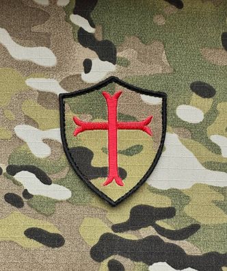 Patch Kreuz der Templer Multicam Rot Ritter Klett Abzeichen Veteran Aufnäher Armee