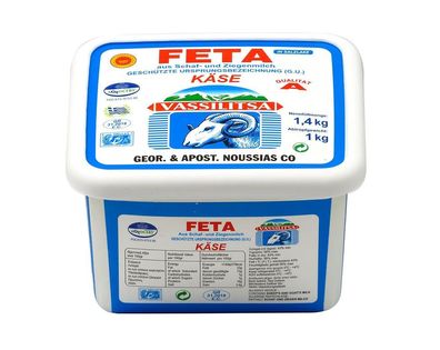 Vassilitsa Feta 1kg Schafs-Käse griechischer Feta-Käse in Salzlake 43% Fett i. Tr.