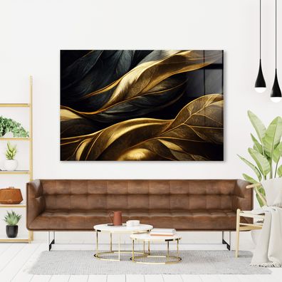 Wandbild Goldene Luxury Kunst Modern Leinwand , Acrylglas + Aluminium , Poster