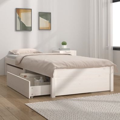 vidaXL Bett mit Schubladen Weiß 100x200 cm