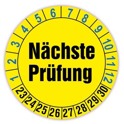 500 x Prüfplaketten 8 Jahre Aufkleber Ø 30mm gelb Prüfetiketten ( Auf-P7 )