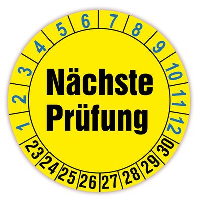 100 x Prüfplaketten 8 Jahre Aufkleber Ø 30mm gelb Prüfetiketten ( Auf-P7 )