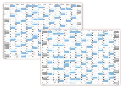 Gefaltet XXL Classic2 Wandkalender DIN A0 2024 + 2025 Wandplaner blau