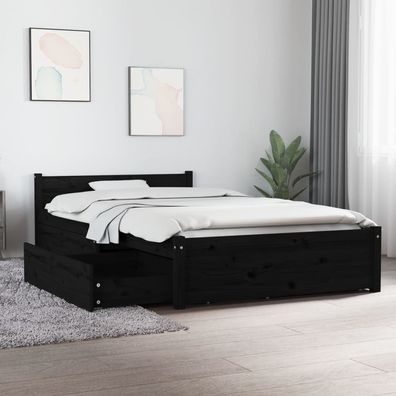 vidaXL Bett mit Schubladen Schwarz 90x200 cm