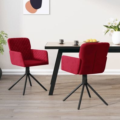 vidaXL Esszimmerstühle 2 Stk. Drehbar Weinrot Samt