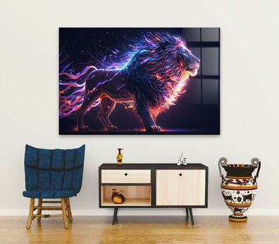 Wandbild Tier Lion Löwe Pop Art Leinwand , Acrylglas + Aluminium , Poster Premium