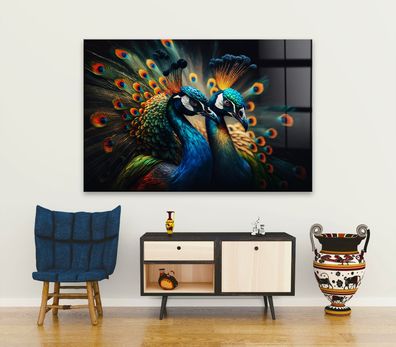 Wandbild Pfau Peacock Tier Animal Leinwand , Acrylglas + Aluminium , Poster.