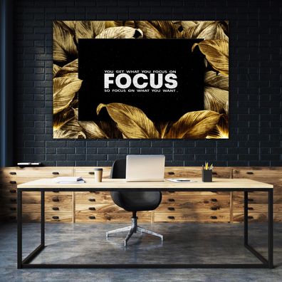 Text FOCUS Business Motivational Leinwand , Acrylglas + Aluminium , Poster Wandbild