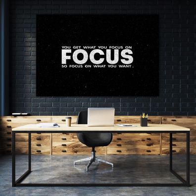 Leinwand FOCUS Text Business Motivational , Acrylglas + Aluminium , Poster Wandbild