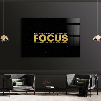 Wandbild Leinwand FOCUS Text Business Motivational , Acrylglas + Aluminium , Poster