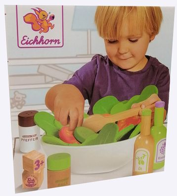 Eichhorn 100003738 Holzspielzeug Salat Tomate Paprika Gemüse Gurke Löffel Schale