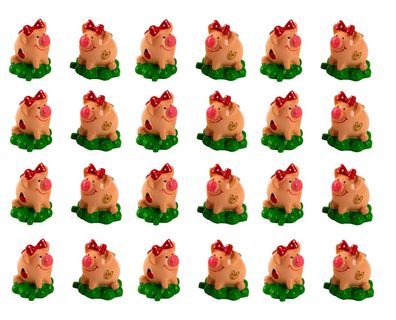 24 Stück Mini Glücksschweinchen Glücksbringer Figuren