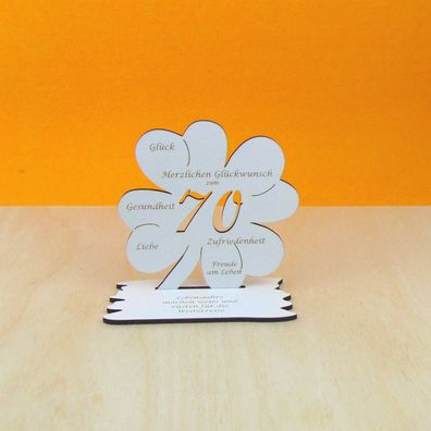 70. Geburtstag Vintage Weiß Kleeblatt als Tischdeko Gutschein oder Geld Geschenk 08