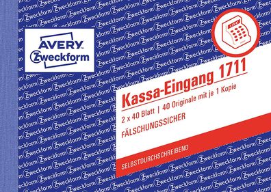 AVERY Zweckform 1711 Kassa-Eingang speziell für Österreich (A6 quer, 2x40 Blatt, ...