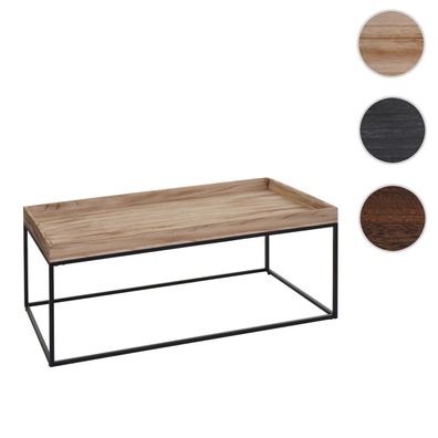 Couchtisch HWC-K71, Kaffeetisch Beistelltisch Tisch, Holz massiv Metall 46x110x60cm
