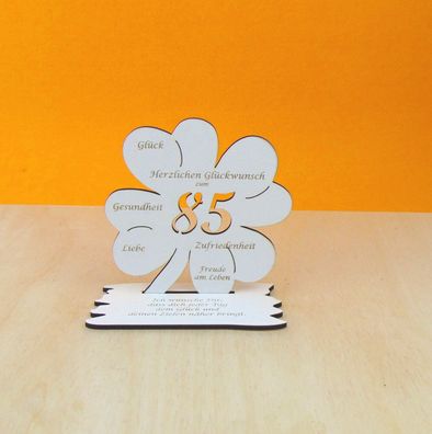 85. Geburtstag Geld oder Gutscheingeschenk mit Kleeblatt 11 cm Vintage weiß 10
