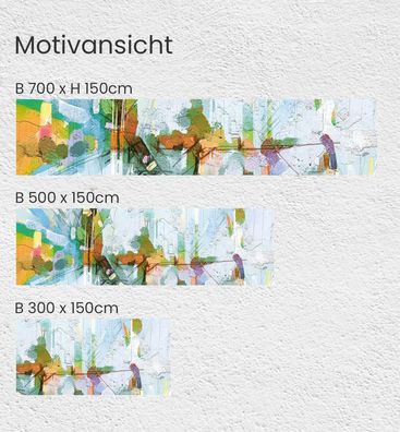 Balkonbanner Abstraktes Gemälde mit blau orangen Pinselstrichen Balkon Garten