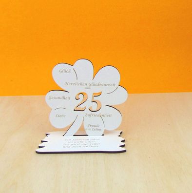 Geld und Gutscheingeschenke 25. Geburtstag Kleeblatt 11cm Vintage weiß 12