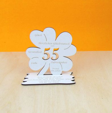 Kleeblatt 11 cm zum 55. Geburtstag Geschenke Gutschein und Geld Vintage Weiß 12