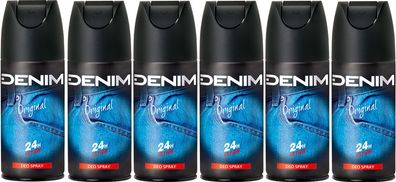 Denim Original Deodorant Spray 24h Action 6 x 150ml Deo
